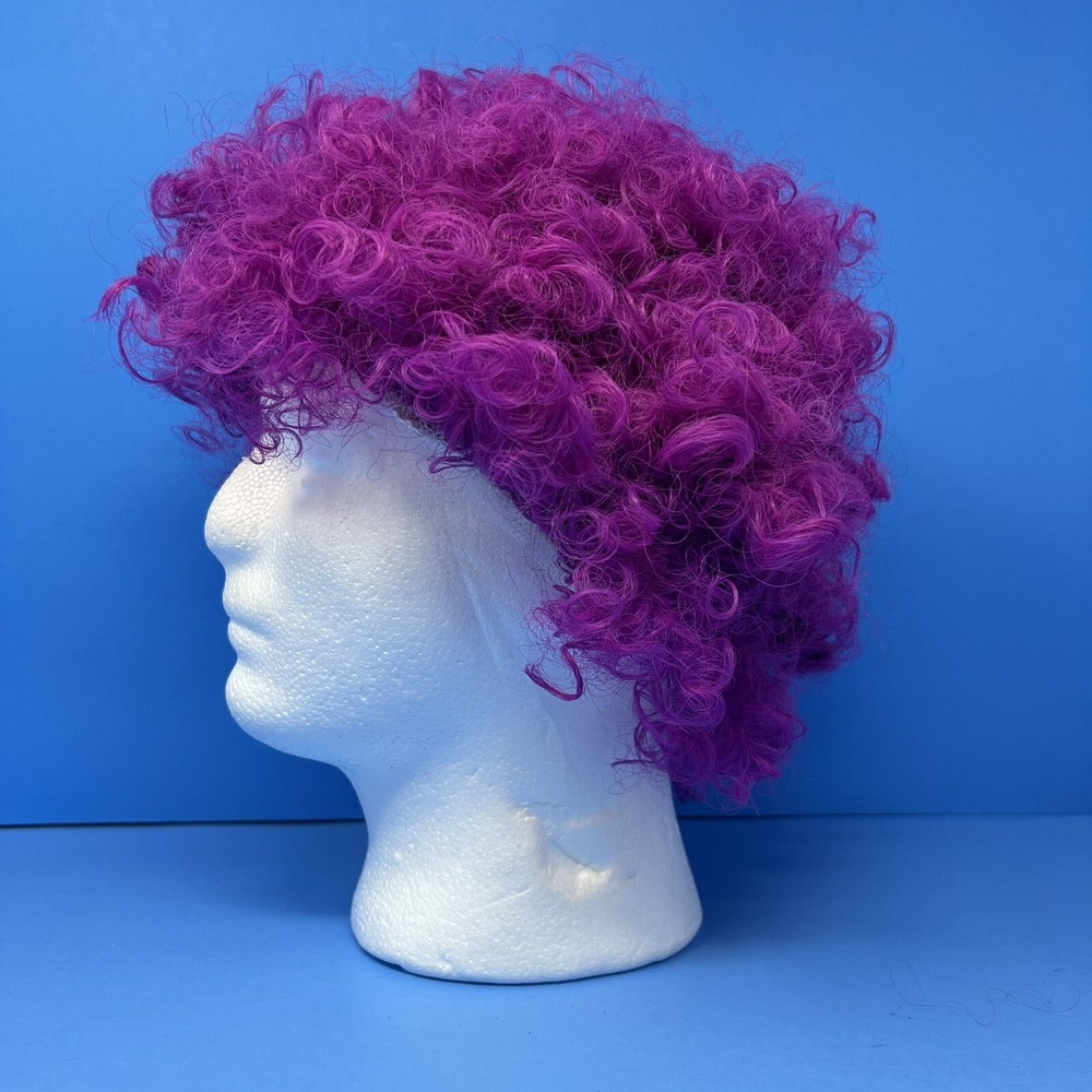 Halloween Clown Costume Wig Purple Afro 60s 70s‎ Disco Clown - Picture 2 of 15